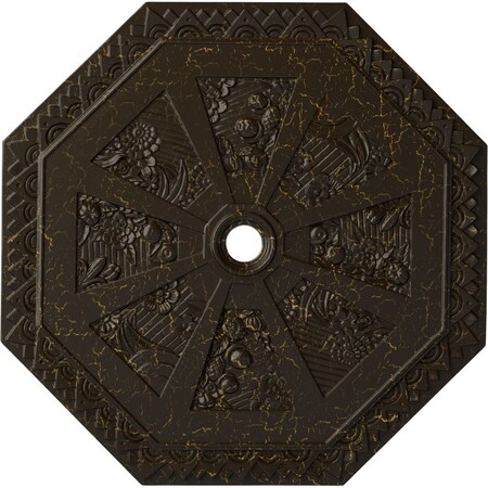Ekena Millwork Spring Octagonal Medallion (Canopies up to 3"), 29 1/8"OD x 2 1/4"ID x 1 1/8"P, Stone Hearth Crackle CM30SPSHC